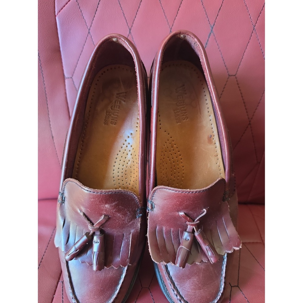 Bass Weejuns Marietta II Burgundy Leather Tassel Loafers 8 women's - Picture 3 of 7